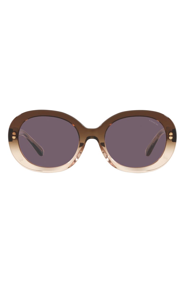 COACH 52mm Oval Sunglasses, Main, color, Brown Gradient