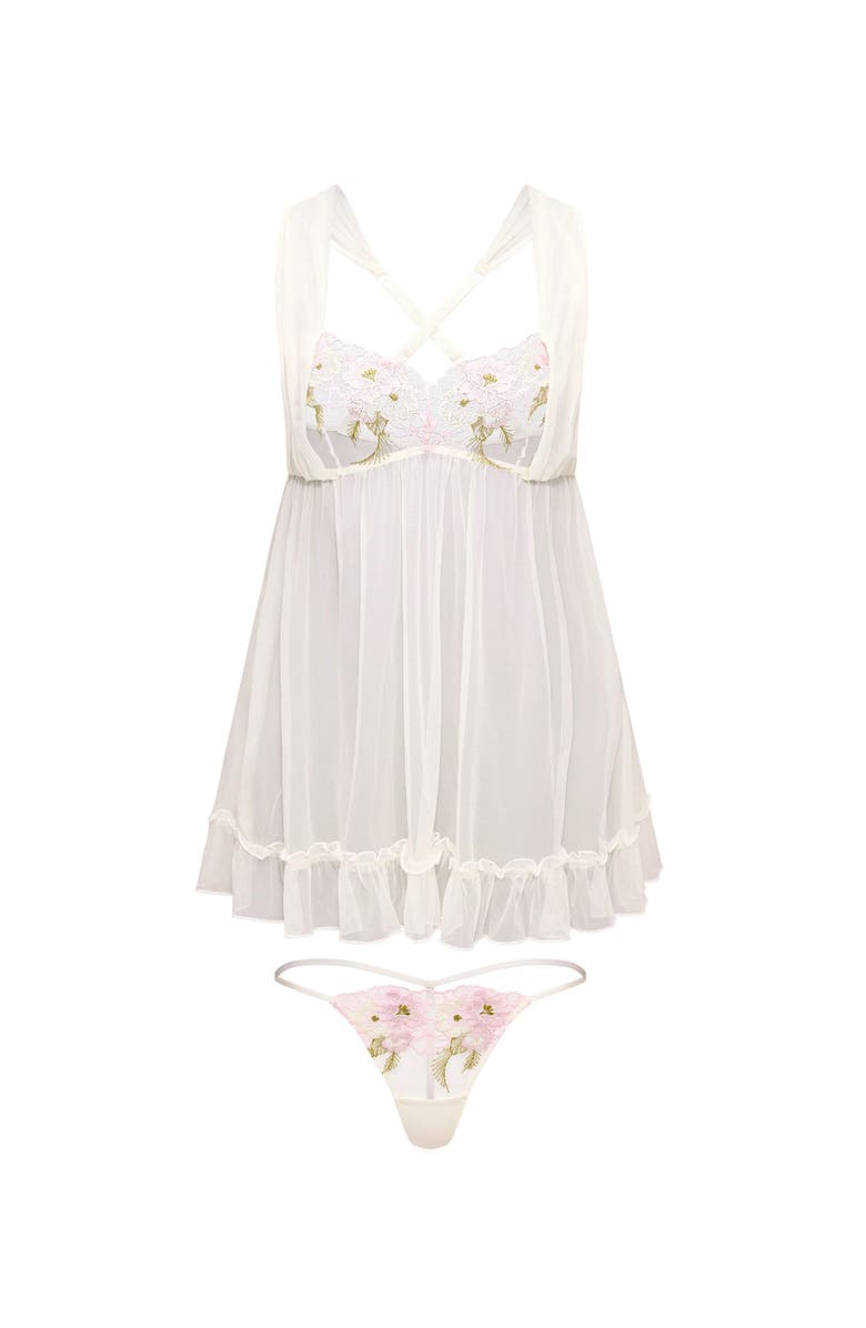 Adore Me Kailani Babydoll Lingerie, Alternate, color, Light White