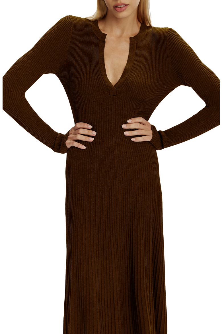 Hattie Long Sleeve Rib Maxi Sweater Dress, Alternate, color, CHOCOLATE