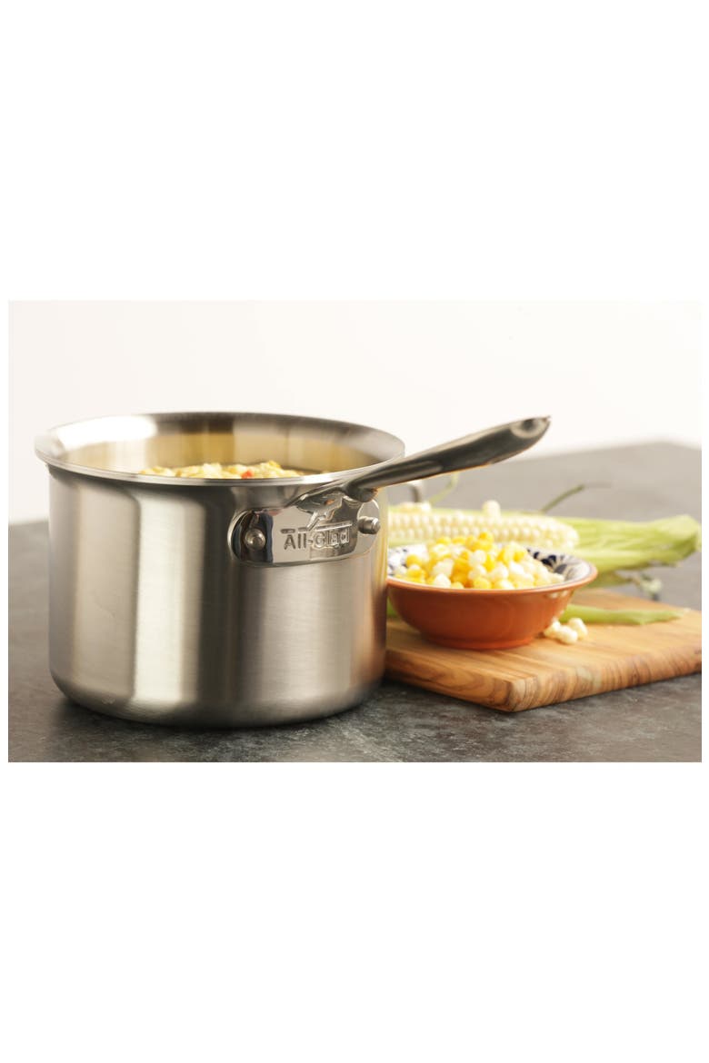 D5 Stainless Brushed 5-Ply Bonded 1.5-Quart Sauce Pan with Lid, Alternate, color, SILVER
