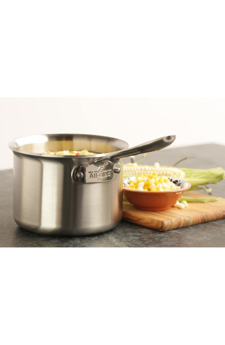 All-Clad D5 Stainless Brushed 5-Ply Bonded 1.5-Quart Sauce Pan with Lid, Alternate, color,