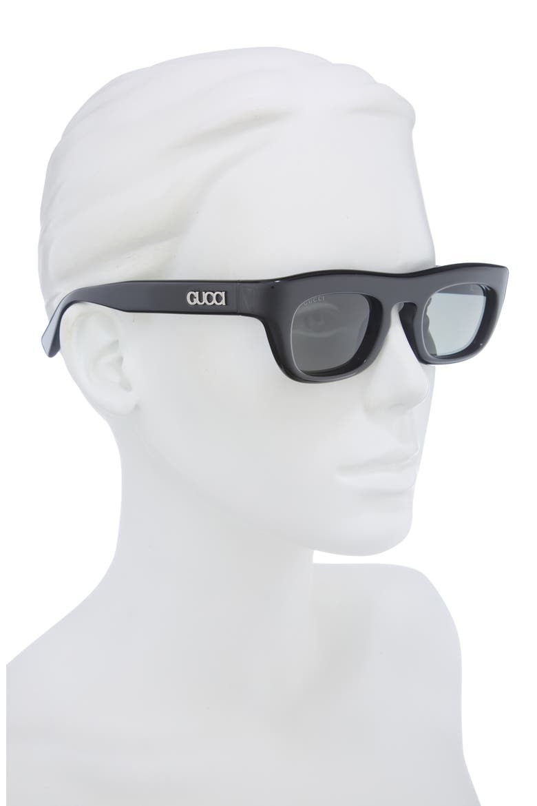 50mm Rectangular Sunglasses, Alternate, color, BLACK BLACK GREY