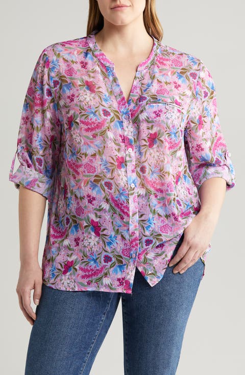Jasmine Roll Sleeve Top (Plus Size)