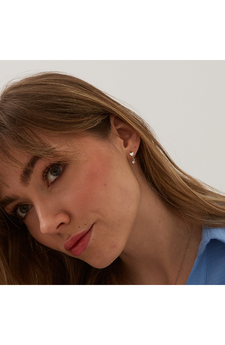 Spero London Heart Huggie Hoop Drop Earrings, Alternate, color, Silver