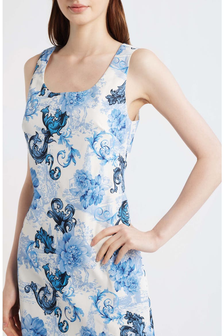 Print Sleeveless Dress, Alternate, color, IVORY PERI