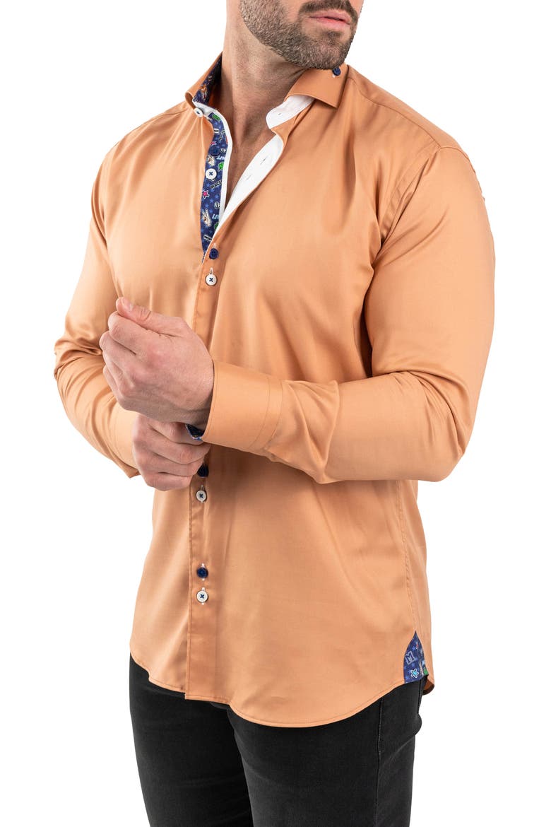 Einstein Solid Tencel® Button-Down Shirt, Alternate, color, ORANGE