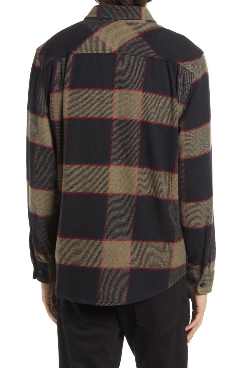 Brixton Bowery Slim Fit Plaid Flannel Button-Up Shirt, Alternate, color, Heather Grey/Charcoal