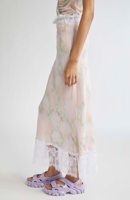 Collina Strada Yod Floral Print Lace Trim Midi Skirt In Yellow