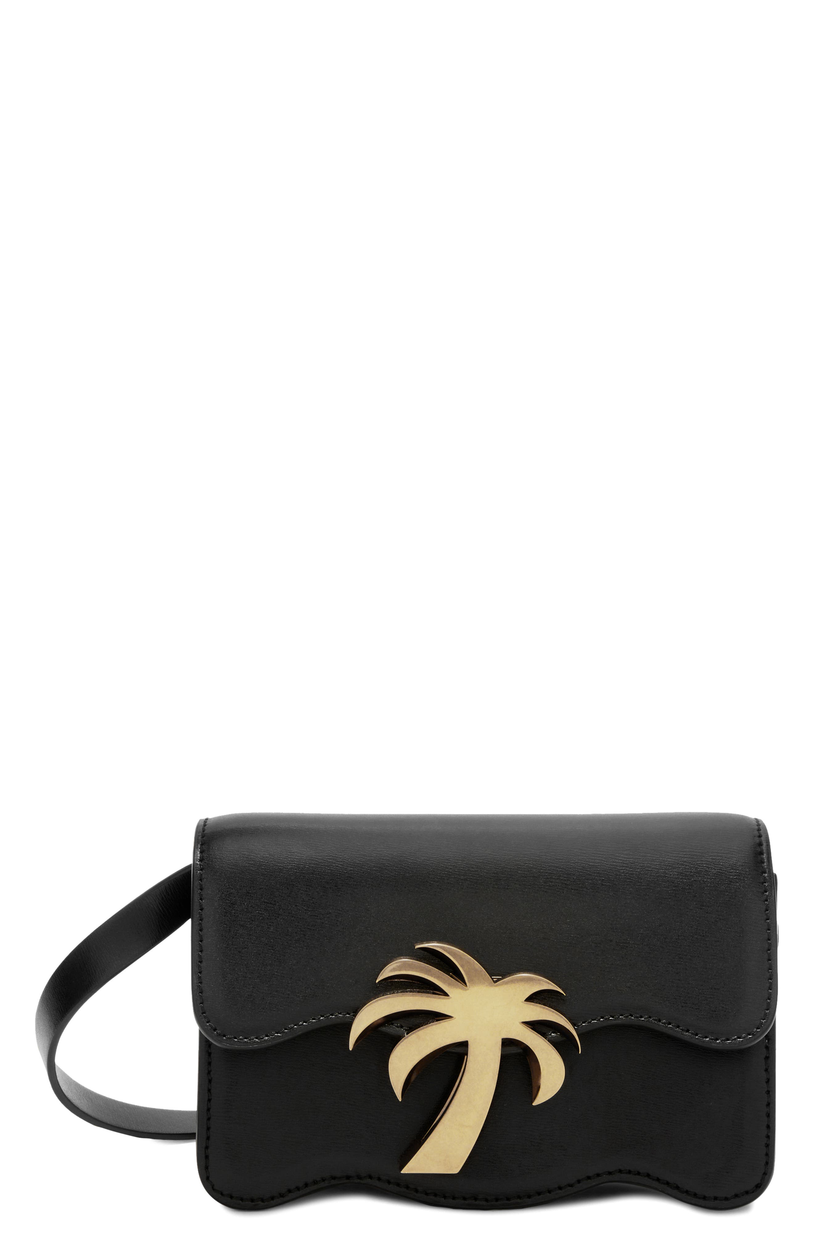 Palm Angels Palm Beach Leather Shoulder Bag, Main, color, 