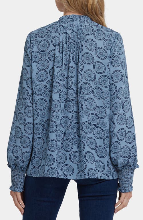 Nydj Pleated Peasant Blouse In Blue