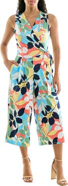 Nina Leonard Surplice Culotte Crop Jumpsuit