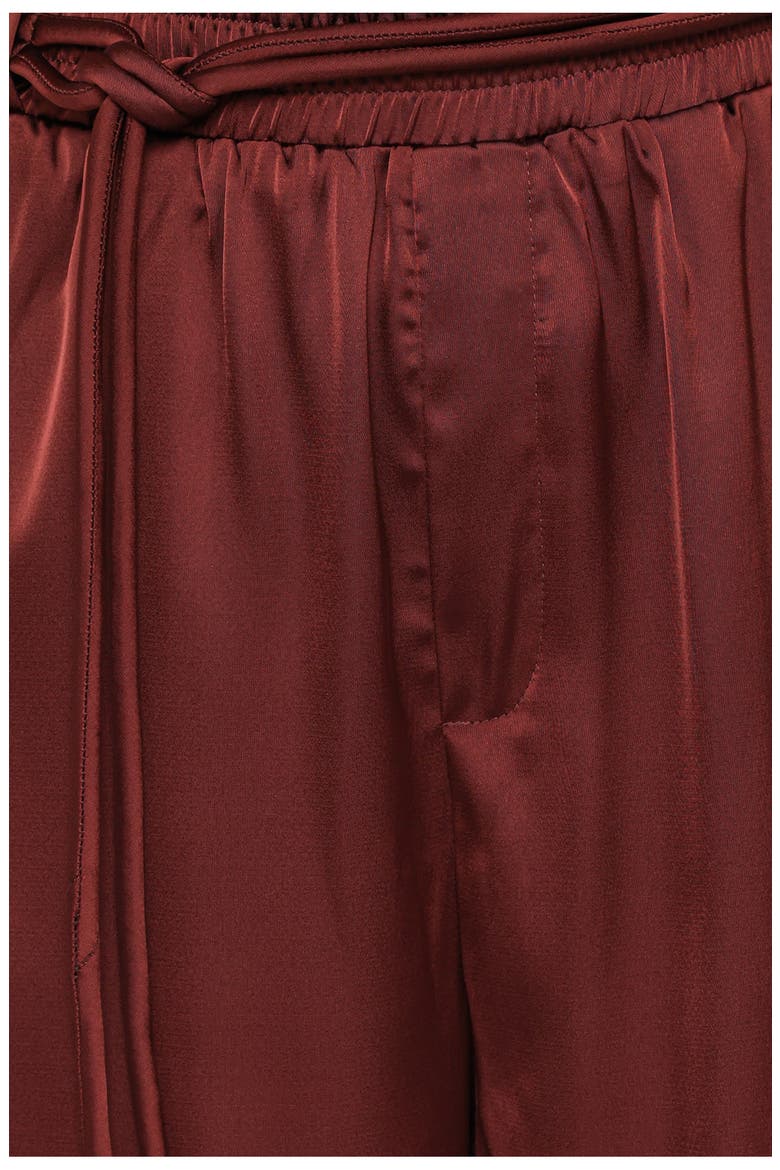 Vita High Waist Wide Leg Satin Pants, Alternate, color, BROWN