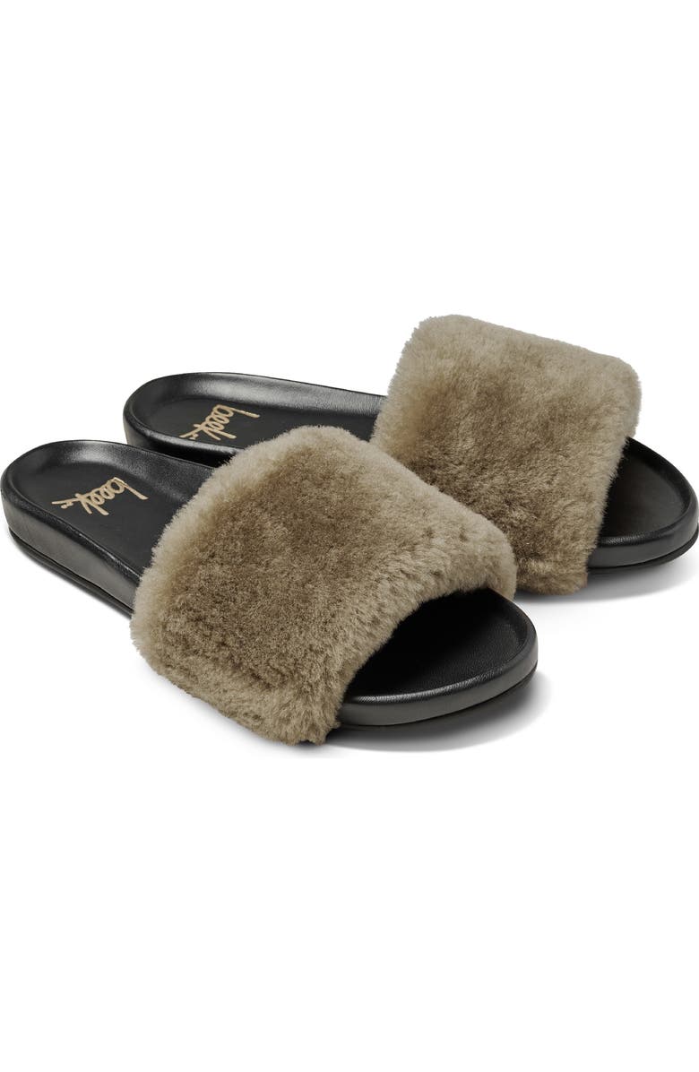 Beek Gallito Más Genuine Shearling Slide Sandal, Main, color, Bronze / Black
