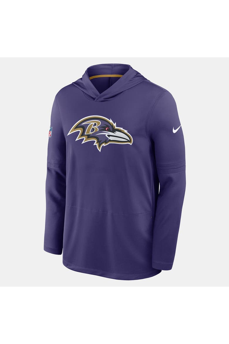 Men's Nike Purple Baltimore Ravens Sideline Alternate Lightweight Long Sleeve Hooded Dri-FIT T-Shirt, Alternate, color, Purple