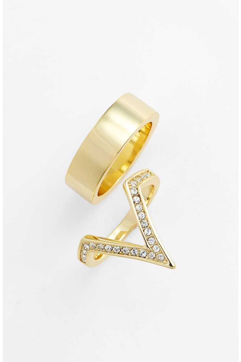 Pavé V Ring & Band Ring, Main, color, GOLD