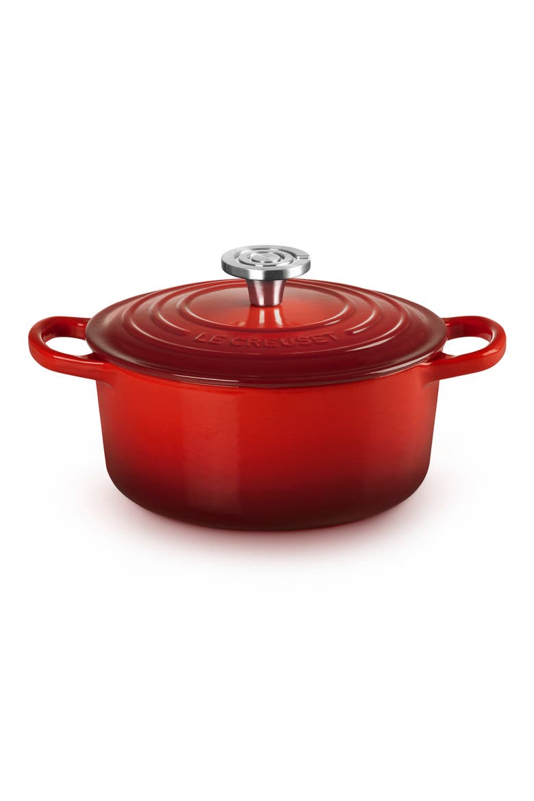 Signature Enameled Cast Iron Dutch Oven, Main, color, CERISE