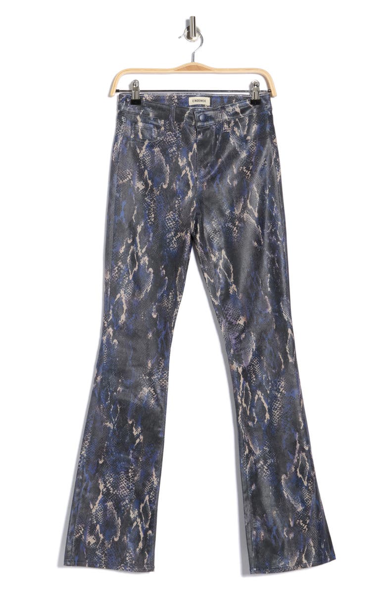 L'AGENCE Selma Snakeskin Coated Baby Bootcut Jeans, Alternate, color, Midnight/ Tan Snake