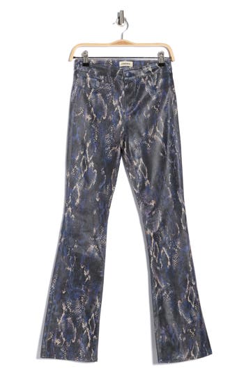 L'agence Selma Snakeskin Coated Baby Bootcut Jeans In Gray