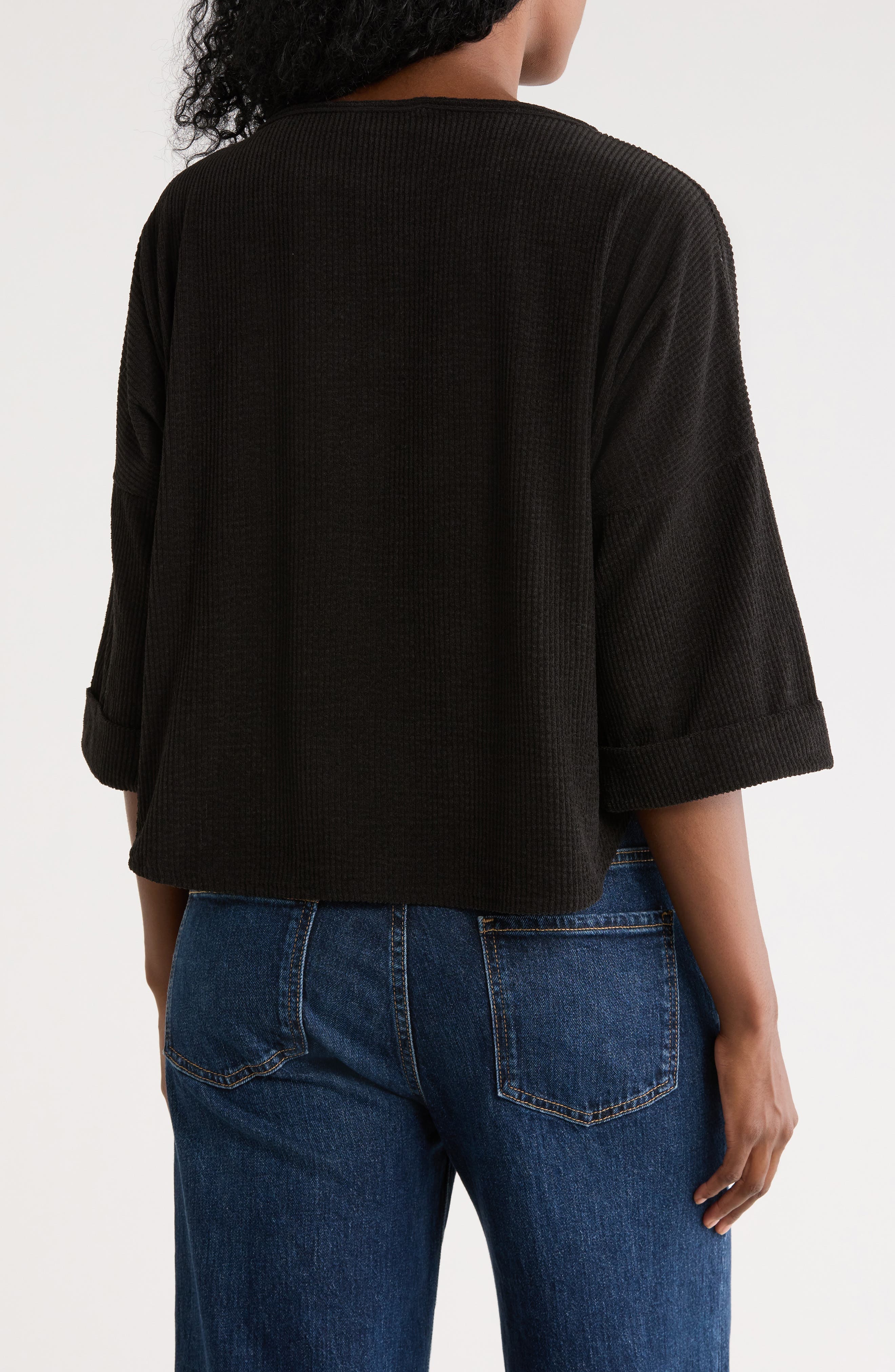 Long Sleeve Knit Corduroy Top - image 2