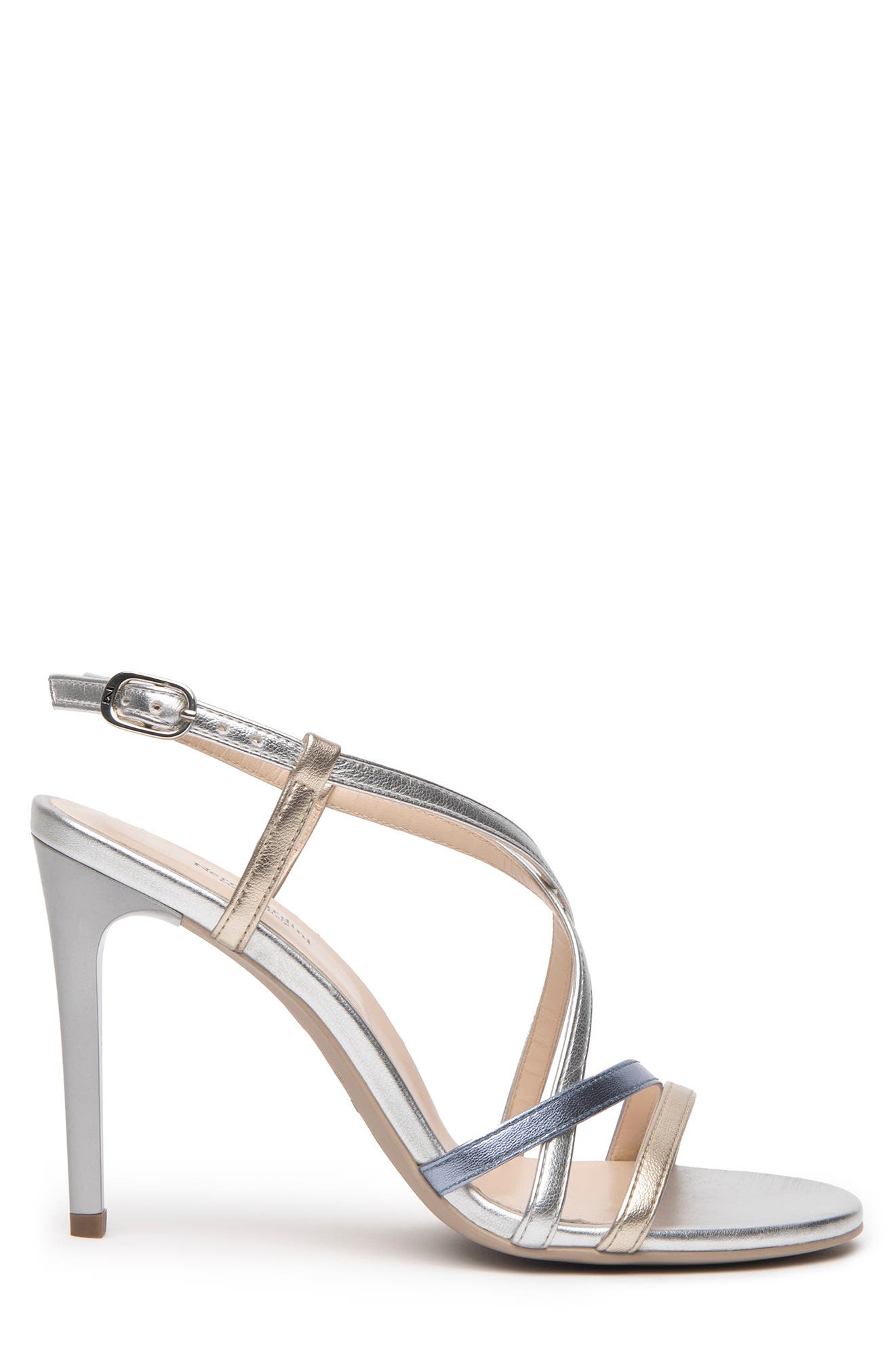NeroGiardini Asymmetric Strappy Sandal, Alternate, color, Metallic