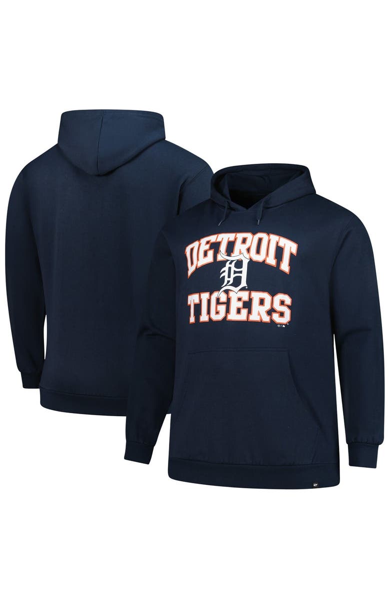'47 Men's '47 Navy Detroit Tigers Big & Tall Velocity Fleece Pullover Hoodie, Main, color, Navy