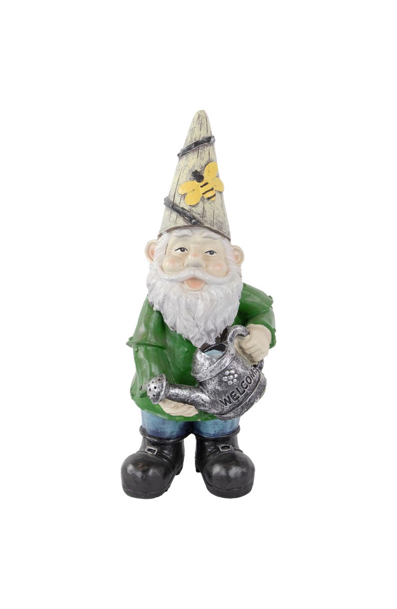 Northlight Gnome with Watering Can Outdoor Garden Statue - 15.5", Main, color, Green