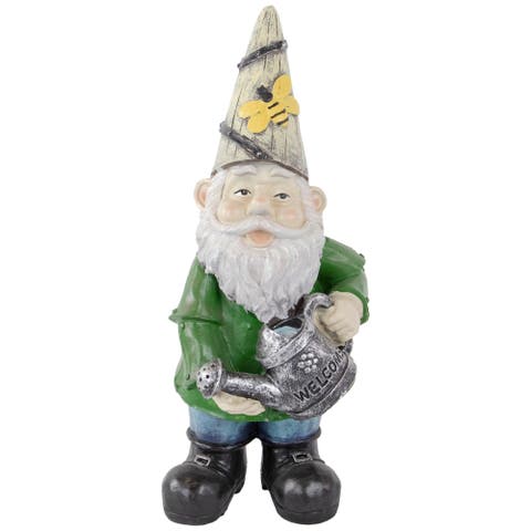 Gnome with Watering Can Outdoor Garden Statue - 15.5"