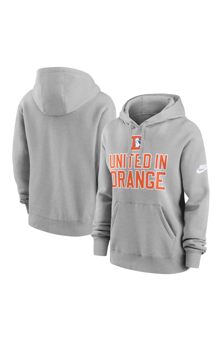 Nike Women's Nike Heather Gray Denver Broncos United In Orange Club Pullover Hoodie, Alternate, color, Heather Gray