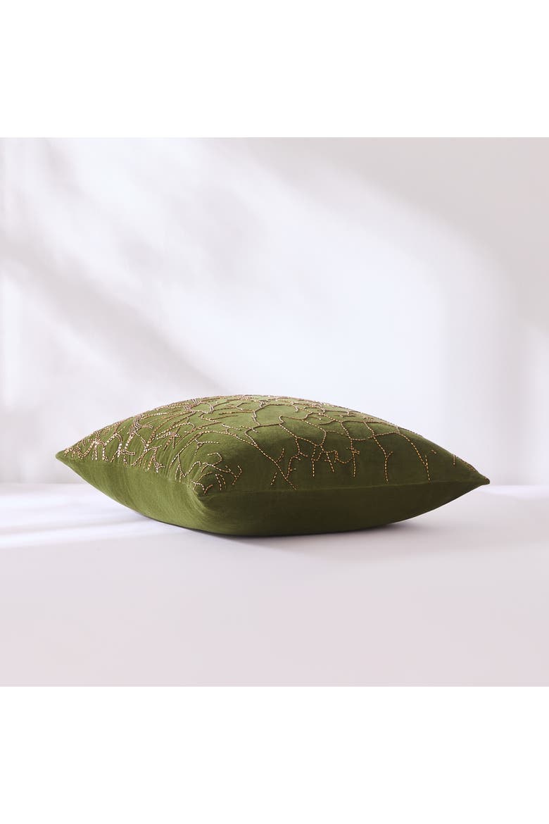 Morel Velvet Pillow Cover, Alternate, color, Green