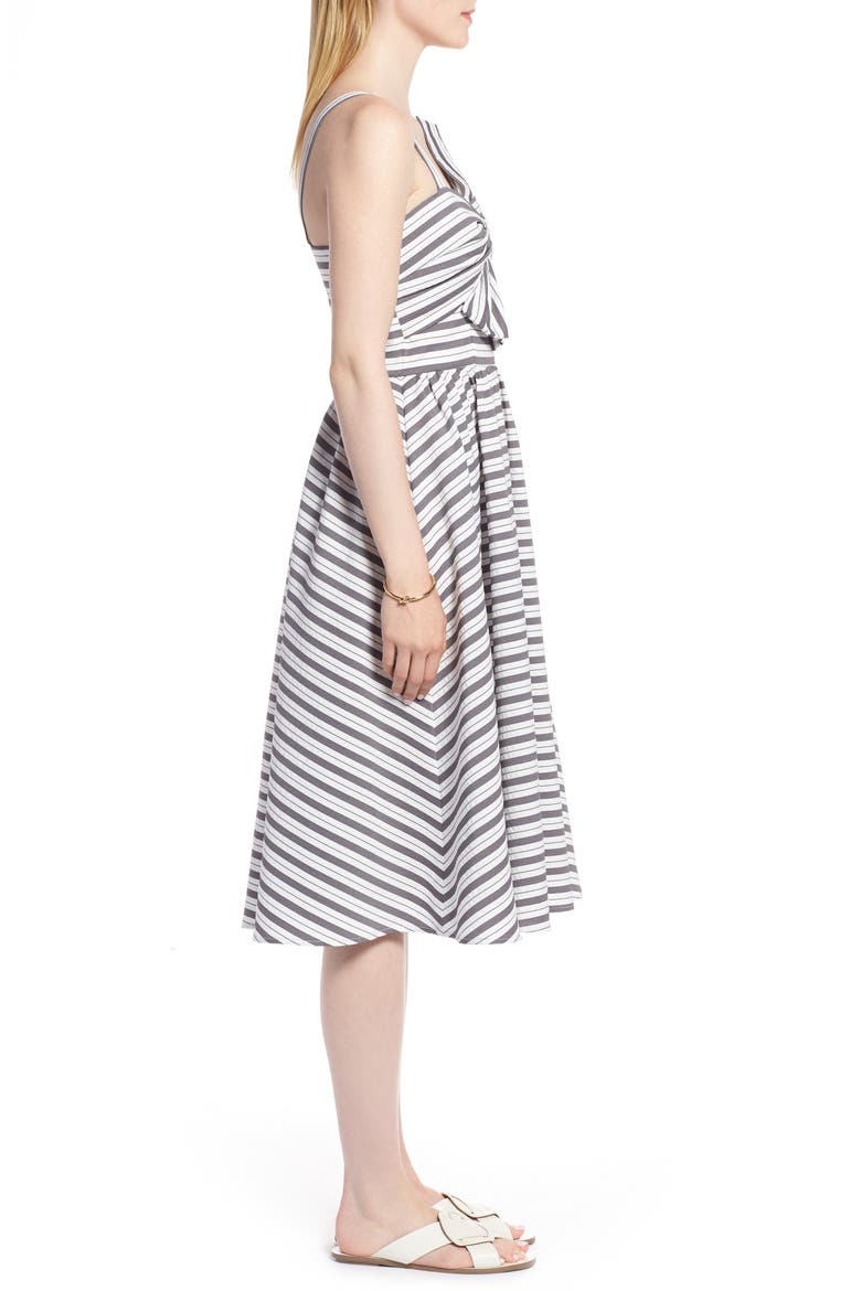 Stripe Bow Front Sundress, Alternate, color, GREY IVORY STRIPE