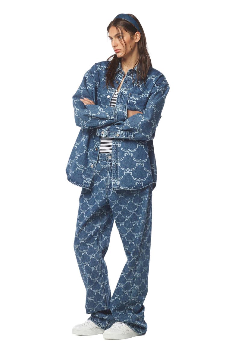 Lauretos Monogram Denim Shirt, Alternate, color, Indigo