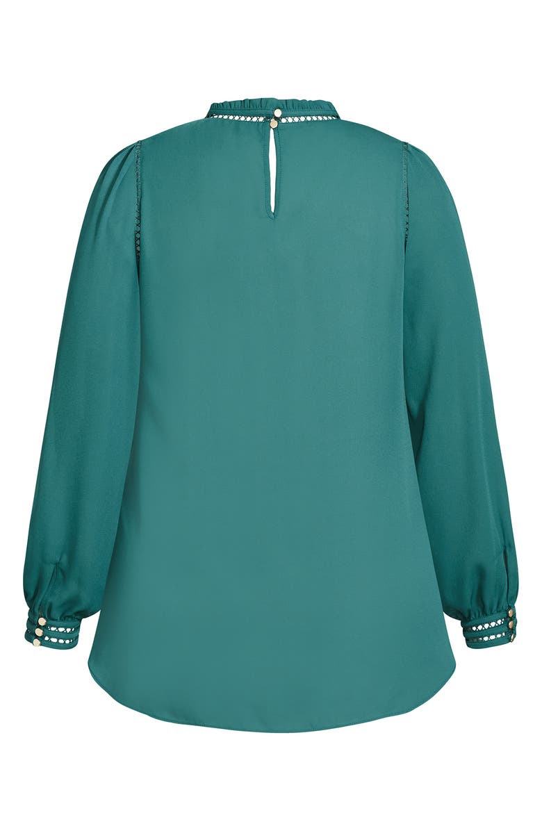 City Chic Kiss Me Quick Embroidered Inset Blouse, Alternate, color, Alpine