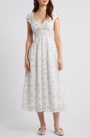 LoveShackFancy Suvi Floral Pritn Lace Maxi Dress