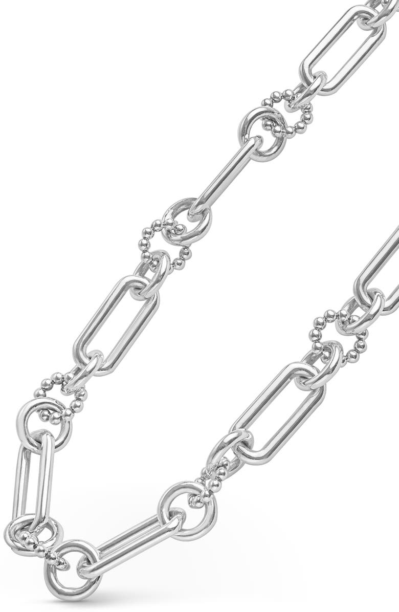 LAGOS Large Sterling Silver Caviar Link Necklace, Alternate, color, Silver