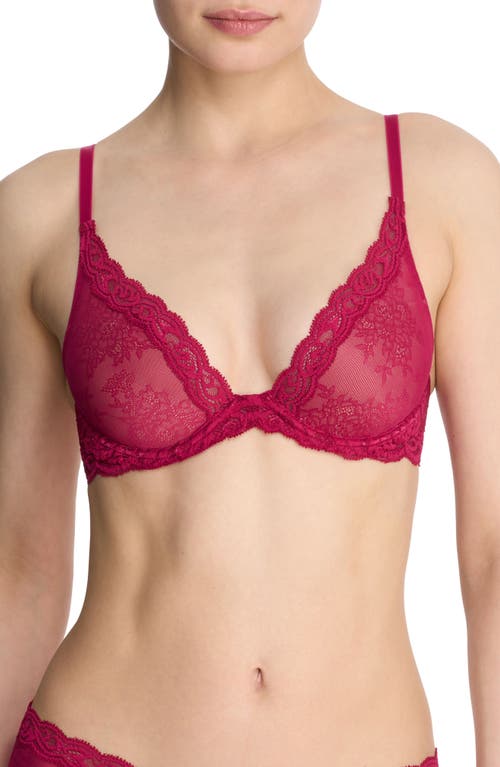 Natori Feathers Plunge T-Shirt Basics Bra in Primrose Lace/Buff at Nordstrom, Size 32Ddd
