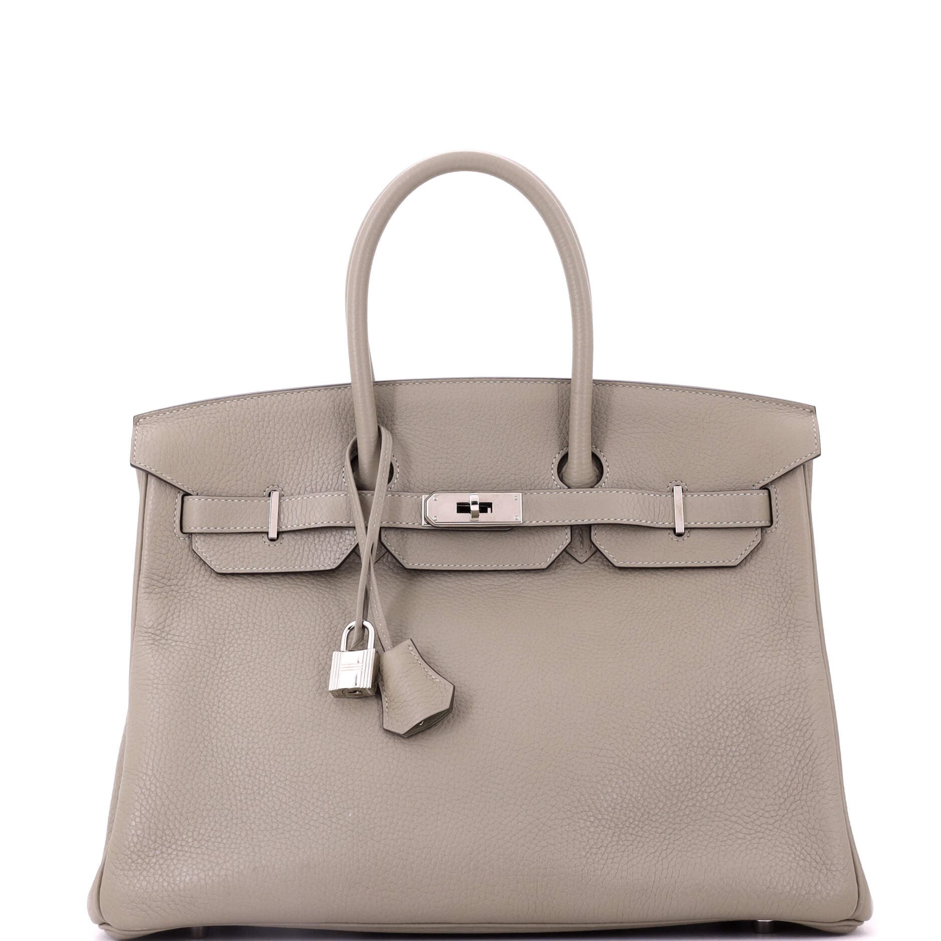 Pre-Owned Hermes Birkin Handbag Green Clemence with Palladium Hardware 35, Main, color, Sauge