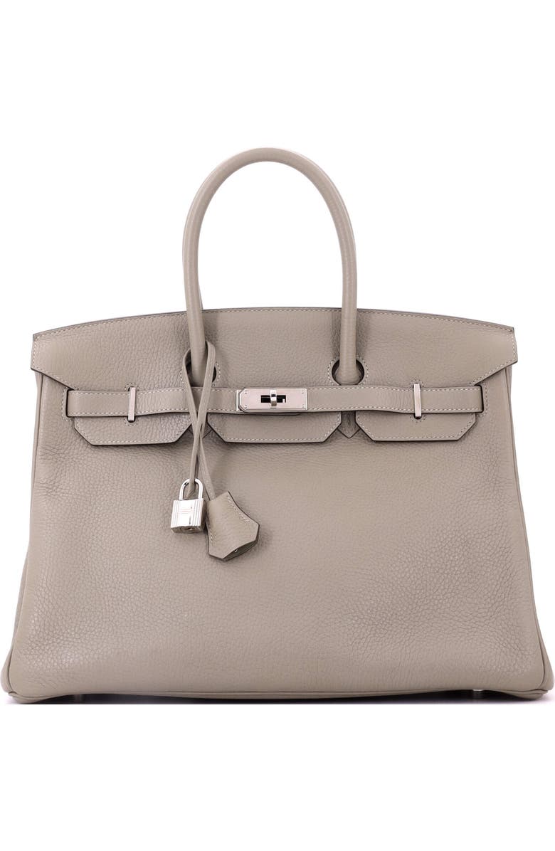 Pre-Owned Hermes Birkin Handbag Green Clemence with Palladium Hardware 35, Main, color, Sauge