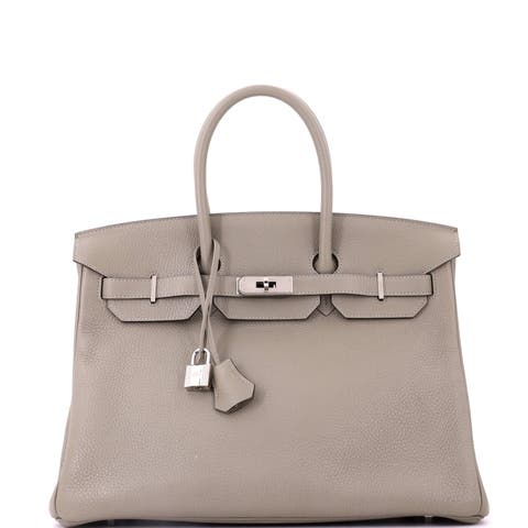 Birkin Handbag Green Clemence with Palladium Hardware 35