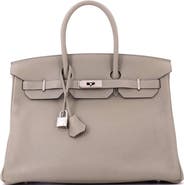 Pre-Owned Hermes Birkin Handbag Green Clemence with Palladium Hardware 35