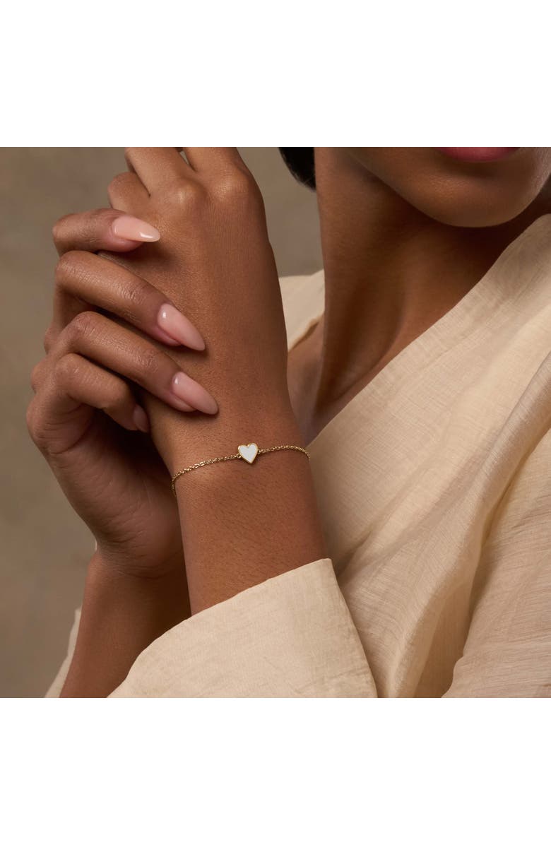 Karma and Luck Harmonious Spirit Mother of Pearl Gold Heart Bracelet, Alternate, color, Gold/White