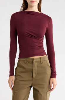 Ruched Boat Neck Top