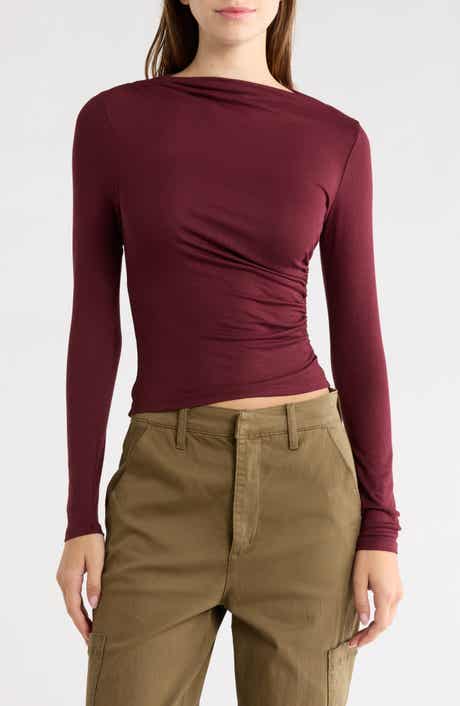 Ruched Boat Neck Top