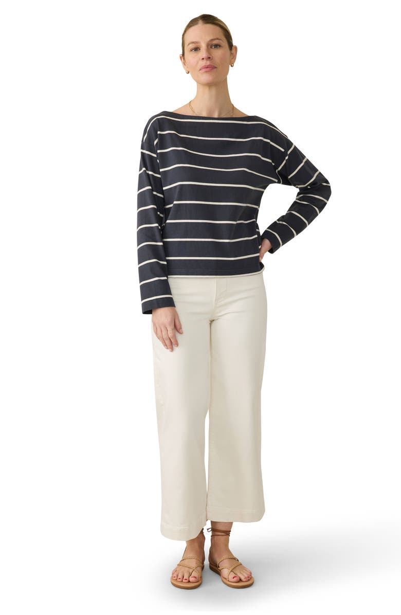 Faherty Stripe Organic Cotton Boatneck Top, Alternate, color, 