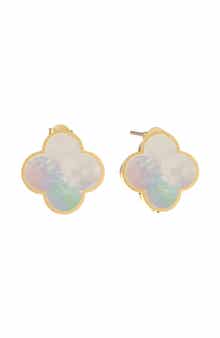 GABI RIELLE Mother-of-Pearl Clover Stud Earrings