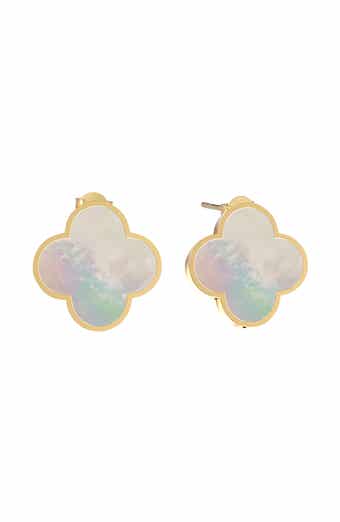 GABI RIELLE Mother-of-Pearl Clover Stud Earrings