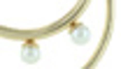 Olivia Welles Faye Yellow Gold Plated Imitation Pearl Double Hoop Earrings In Multi
