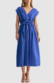 Mila Mae V-Neck Tie Waist Midi Dress