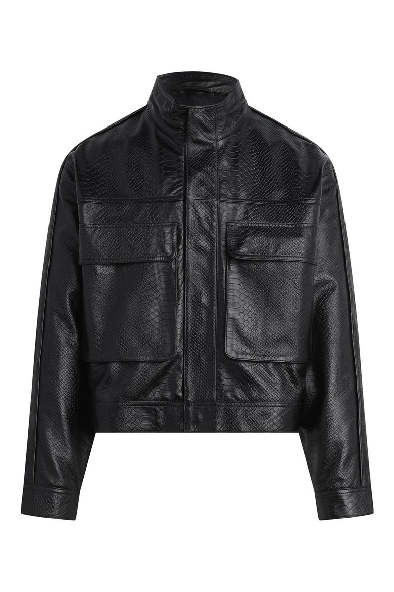 Python Embossed Leather Jacket, Alternate, color, BLACK PYTHON