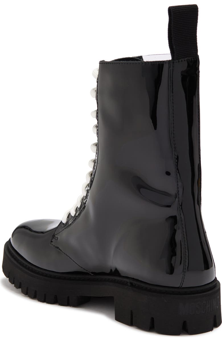 Moschino Logo Patent Combat Boot, Alternate, color,
