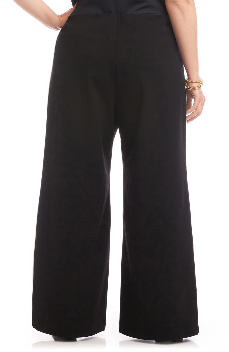 Karen Kane Contrast Piped Wide Leg Pants, Alternate, color, Black